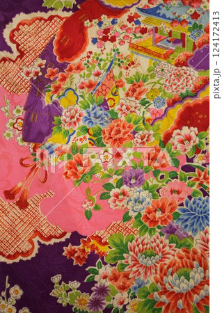 アンティークの着物生地 124172413