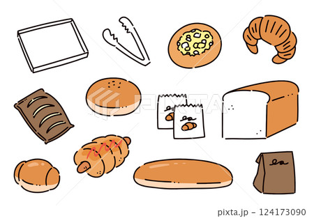 パンのイラストセット パンのイラストセット 124173090