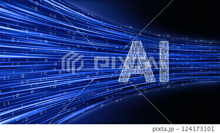 未来的な環境で投影されるデジタルAIホログラム、機械学習アルゴリズム、ニューラルネットワーク 124173101
