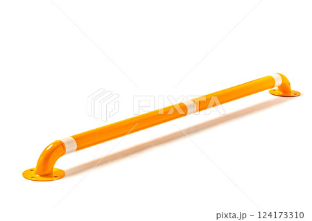Brightly Colored Yellow Safety Handrail Designed for Enhanced Stability and Support in Various Environments, Ideal for Use in Public Spaces, Parks, and Recreational Areas Brightly Colored Yellow Safety Handrail Designed for Enhanced Stability and Support in Various Environments, Ideal for Use in Public Spaces, Parks, and Recreational Areas 124173310