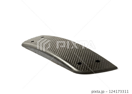 Detailed Image of a Black Skateboard Deck with Textured Surface and Holes for Mounting or Grip, Perfect for Skateboarding Enthusiasts and Collectors Alike Detailed Image of a Black Skateboard Deck with Textured Surface and Holes for Mounting or Grip, Perfect for Skateboarding Enthusiasts and Collectors Alike 124173311