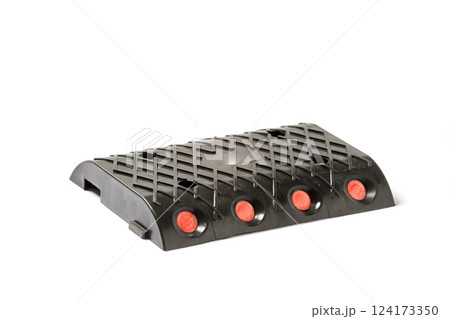 Versatile Rubber Speed Bump with Reflective Elements for Enhanced Road Safety in High-Traffic Areas Ideal for Use in Parking Lots, Driveways, and Sidewalks 124173350