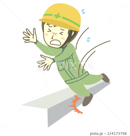 段差につまづく男性建設作業員 124173798