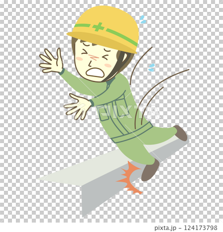 段差につまづく男性建設作業員 124173798