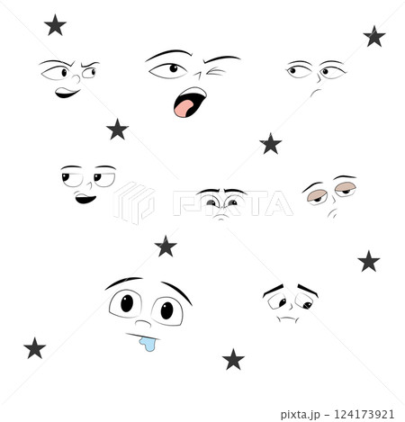 Set of different flat facial expressions 124173921