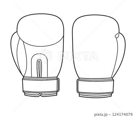 Boxing Gloves Fashion hand Sport accessory clothing technical illustration garment. Vector front palm back view for Men, Boxing Gloves Fashion hand Sport accessory clothing technical illustration garment. Vector front palm back view for Men, 124174079