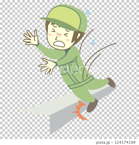 Male delivery man tripping on a step Male delivery man tripping on a step 124174199