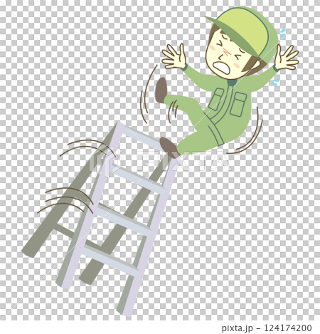 Male worker falling from a stepladder 124174200