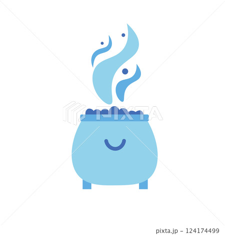 Isolated blue witch cauldron magic icon Isolated blue witch cauldron magic icon 124174499
