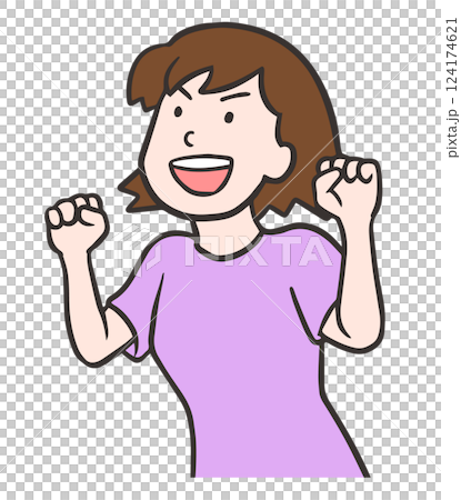 女人舉起雙手、張開嘴尖叫 124174621