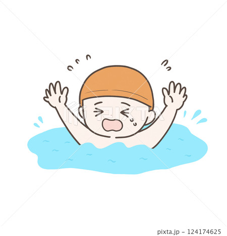 プールで溺れる子供 124174625