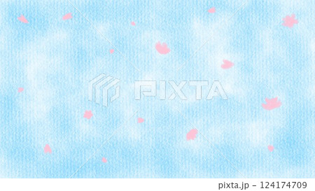 桜の花びらが舞い散るかわいいイラストの背景フレーム 124174709