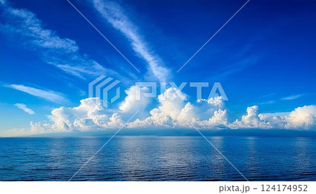 青空と白い雲が広がる夏の海6 青空と白い雲が広がる夏の海6 124174952