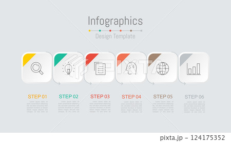 Infographic 6 options design elements for your business data. Vector Illustration. 124175352