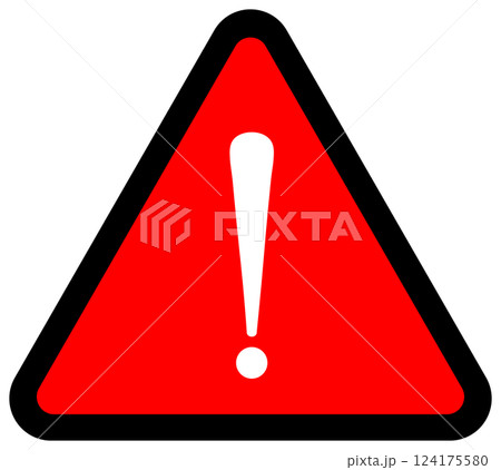 警告マークのイメージイラスト ベクター素材 シンプル レッド 黒線 黒縁 124175580