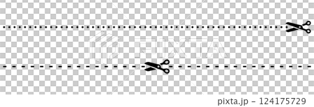 きりとり線とハサミのシンプル素材 きりとり線とハサミのシンプル素材 124175729