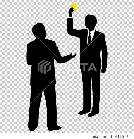 出示一張黃牌的男性商人 124176125