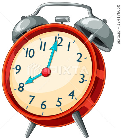 Classic Red Alarm Clock Illustration 124176650