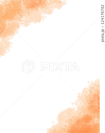 水彩テクスチャのバナー背景素材　オレンジ　秋イメージ　縦長 124176782
