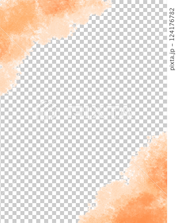 水彩テクスチャのバナー背景素材　オレンジ　秋イメージ　縦長 124176782