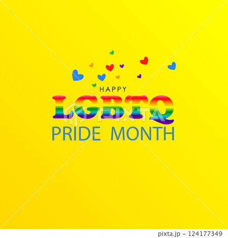 Happy LGBTQ Pride Month Celebration with Colorful Rainbow Typography 124177349