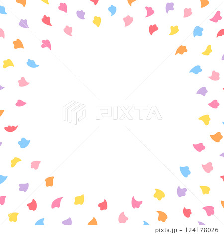 円形に広がるカラフルな花びらの正方形フレーム 円形に広がるカラフルな花びらの正方形フレーム 124178026