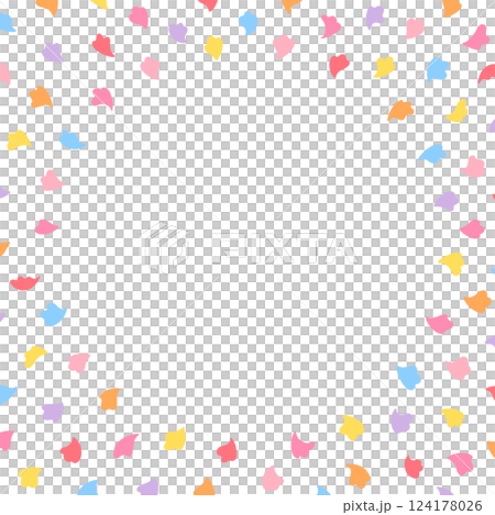 円形に広がるカラフルな花びらの正方形フレーム 円形に広がるカラフルな花びらの正方形フレーム 124178026