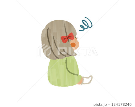 後ろを向いて座っている子ども-ガッシュ 後ろを向いて座っている子ども-ガッシュ 124178240