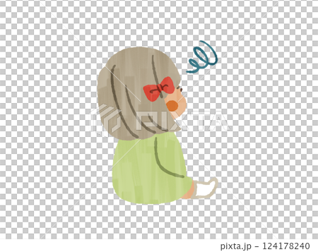 後ろを向いて座っている子ども-ガッシュ 後ろを向いて座っている子ども-ガッシュ 124178240
