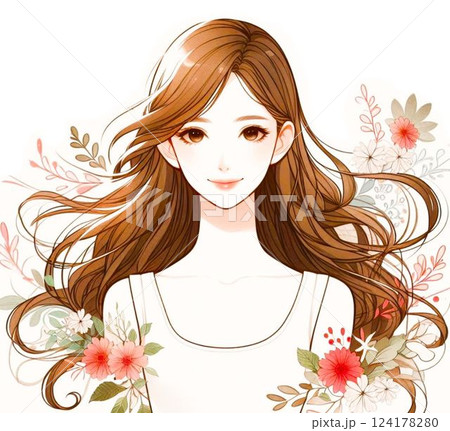 花に囲まれた女性 124178280