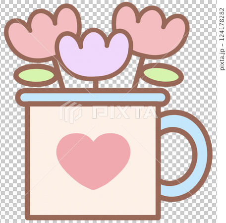 Cute Flower Tulips in the cup vase 124178282
