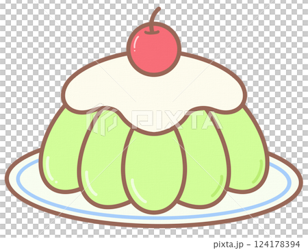 Cute Green Jelly Pudding Cafe Hopping Element Cute Green Jelly Pudding Cafe Hopping Element 124178394
