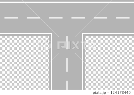 Illustration of an overhead view of a T-junction 124178440