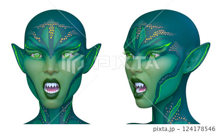 女性エイリアンの顔 124178546