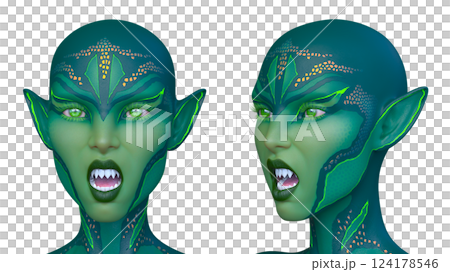 女性エイリアンの顔 124178546
