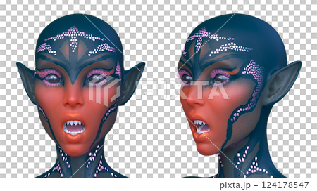 女性エイリアンの顔 124178547