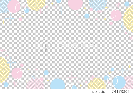 ポップなデザインの背景フレームイラスト　カラフル 124178806