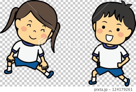 体操する男女の子供 体操する男女の子供 124179261