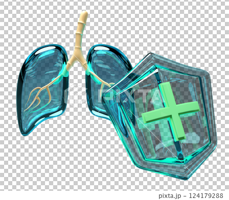 3d human lung transparent with shield isolated. world pneumonia day, check lung health, organs concept, 3d illustration render 3d human lung transparent with shield isolated. world pneumonia day, check lung health, organs concept, 3d illustration render 124179288