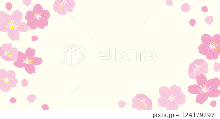 桜のイラストの長方形フレーム素材 桜のイラストの長方形フレーム素材 124179297