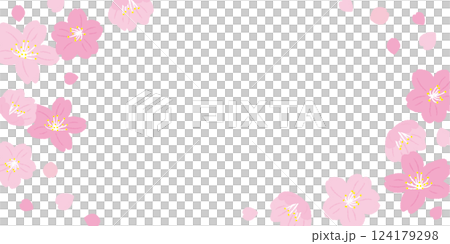 Rectangular frame material with illustrations of cherry blossoms 124179298
