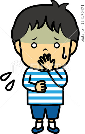 吐き気をもよおす男の子 124179471