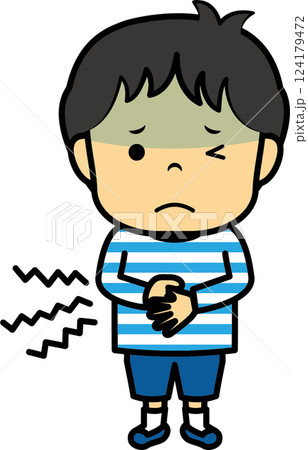 お腹が痛い男の子 124179472