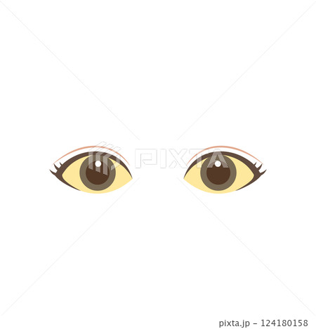 白目に黄疸が出ている両目のイラスト 124180158