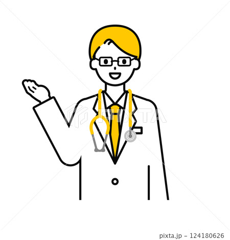 上半身のポーズ_シンプルな医師の男性17 124180626