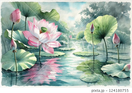 蓮の花・蓮池 蓮の花・蓮池 124180755