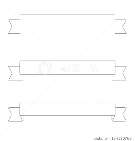 アイコンやあしらいに使えるシンプルでかわいいリボンフレーム 124180769