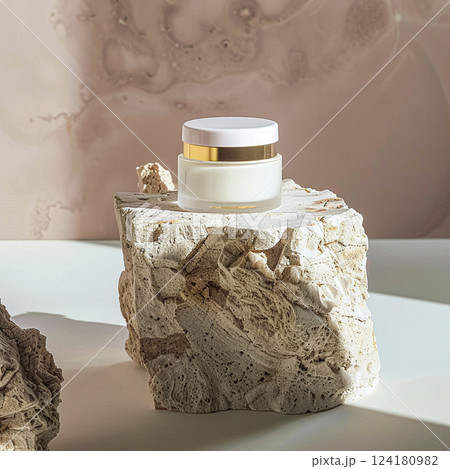 Cosmetic cream in a glass jar. Skin care concept. Background for beauty products 124180982