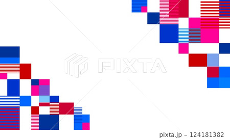 幾何学模様 フレーム 白背景 四角形 ブルー レッド 幾何学模様 フレーム 白背景 四角形 ブルー レッド 124181382