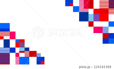幾何学模様 フレーム 白背景 四角形 ブルー レッド 幾何学模様 フレーム 白背景 四角形 ブルー レッド 124181389